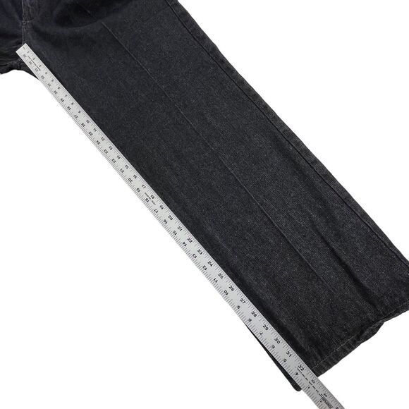 Imperious Delf Trading Jeans 38x33 Black Vintage Flap Pocket Embroidered Rock - Picture 13 of 16